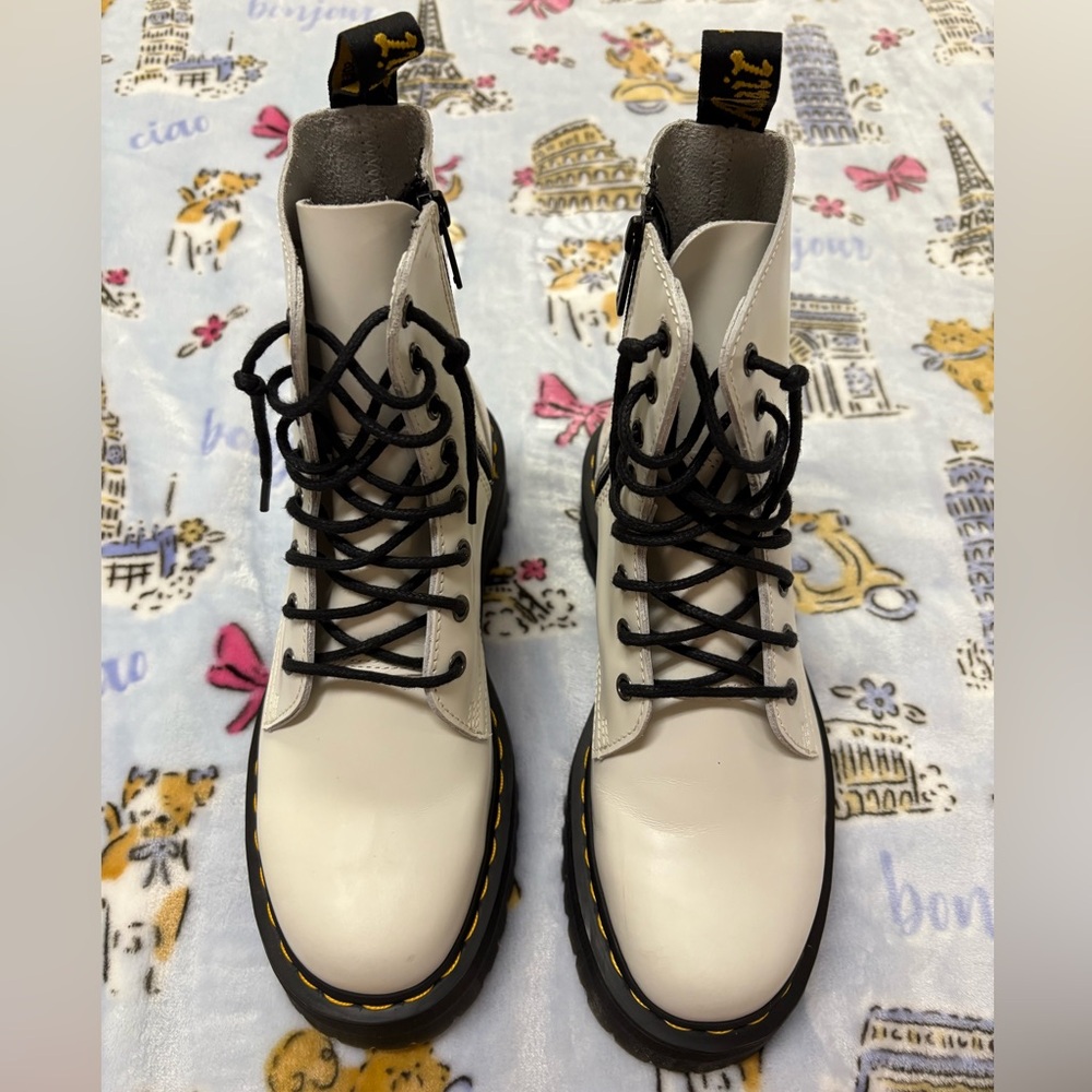 Women’s White Dr. Martens Jadon Boot Smooth Leather Platforms